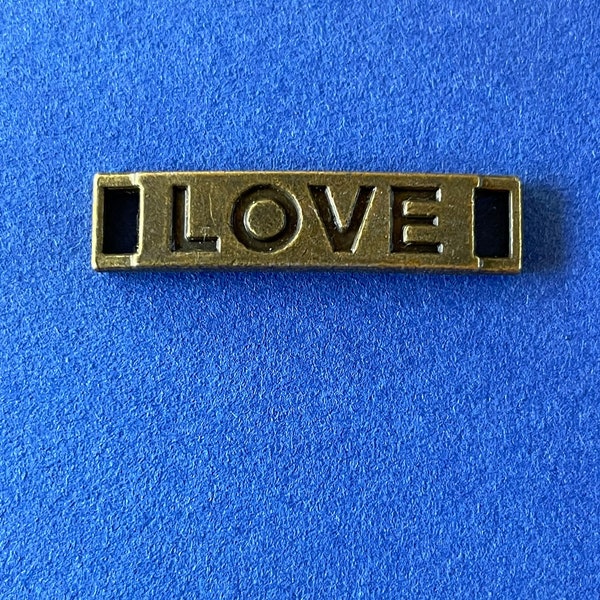 Breloque plaque connecteur love pour bracelet,27 mm,lot de 39