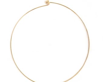 Choker necklace, 304 gold stainless steel, bangle, rigid, 45cm, ball clasp