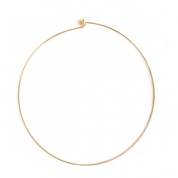 Collier ras de cou,acier inoxydable 304 or,jonc,rigide,45cm,fermoir boule