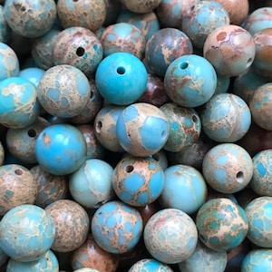 Natürliche Meeressediment-Jaspisperlen, gefärbt, rund, 10 mm, Set mit 10 Perlen