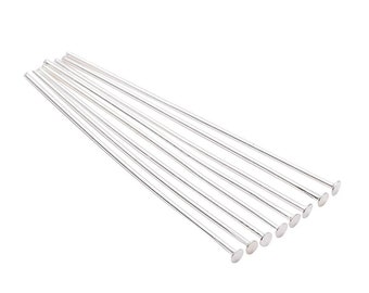 Silver metal flat head rods or nails 6 cm long, pack of 50 pcs