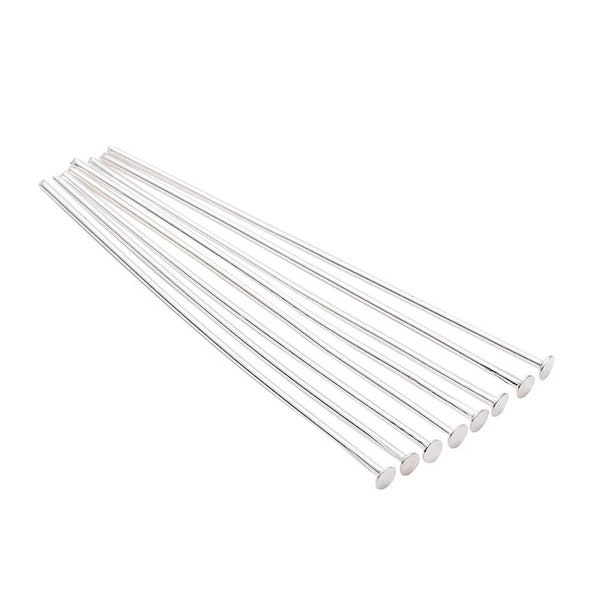 Tiges ou Clous à tête plate métal argent 6 cm de long,lot de 50 pcs