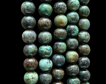 Perle turquoise africaine,10 mm de diamètre,lot de 10 perles