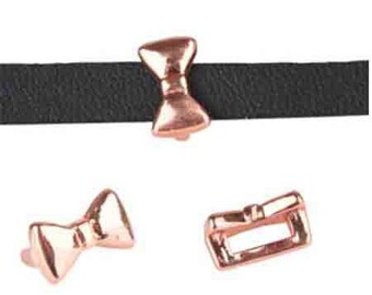 Leather pass small knot for leather 5 mm in rose gold metal, lot of 52