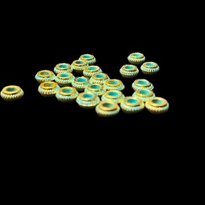 Distanzperle aus Messing, blau patiniertes Gold, 6 mm Loch 3 mm, 10er-Set Bild 2