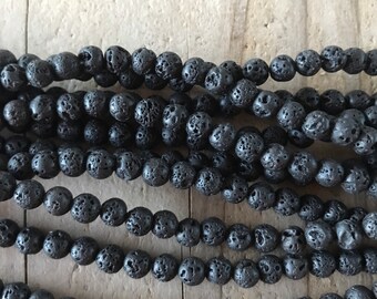 Black lava pearl 6 mm, set of 20 pearls