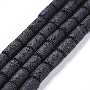 Natural lava stone bead, tube, 8 mm diameter, pack of 10