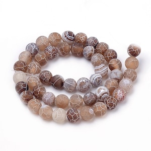 Perlina di agata del Madagascar, rotonda, opaca, cammello, 10 mm, set da 10 pezzi