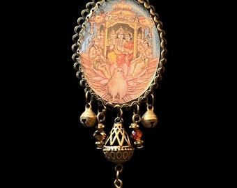 Pendentif indien cabochon illustration ancienne d'éléphant d'apparat