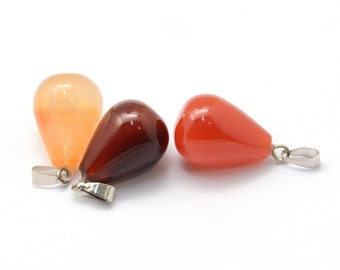 Carnelian drop bead, 24 mm stainless steel bail, 6 models to choose from