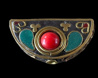 Indonesian brass half moon bead