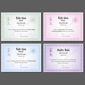 Certificat de formation et d'enseignement Maître Reiki soins énergétiques, PDF à imprimer pour praticiens professionnels image 4