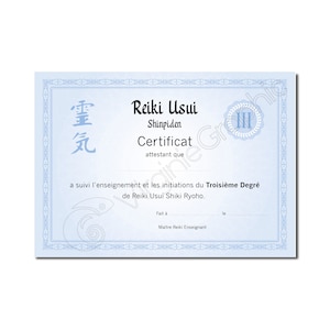 Reiki-Lehrzertifikat 3. Grades PDF zum Ausdrucken, Usui Shinpiden Reiki Level 3-Zertifikat für professionelle Praktiker