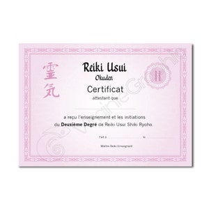Reiki-Lehrzertifikat 2. Grad PDF zum Ausdrucken, Reiki-Ausbildungsdiplom Usui Level 2 Okuden