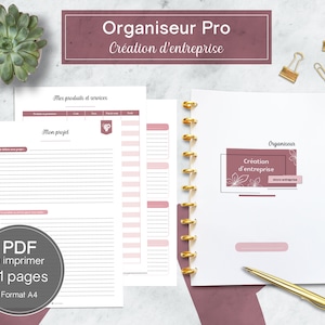 Organizer for business creation A4 sheets to print - Professional planner to create a micro-business