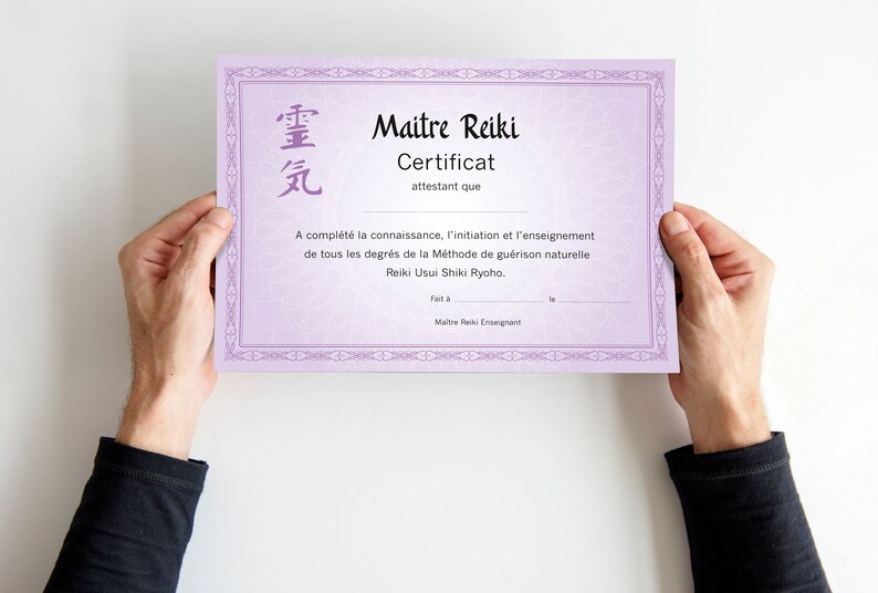 Certificat de formation et d'enseignement Maître Reiki soins énergétiques, PDF à imprimer pour praticiens professionnels image 3