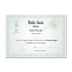 Druckbares Reiki First Degree-Lehrzertifikat, Reiki Usui Level 1 Shoden Internship Training Certification