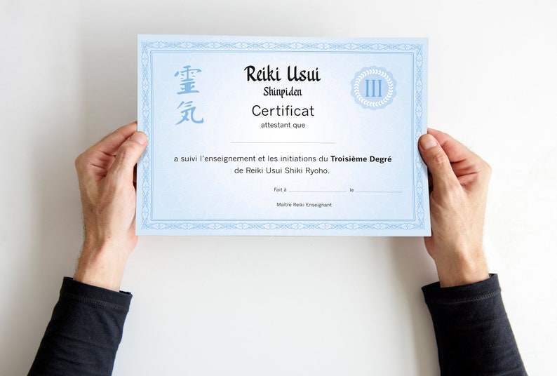 Reiki 3rd degree teaching certificate PDF to print, Usui Shinpiden reiki level 3 certificate for professional practitioners image 2