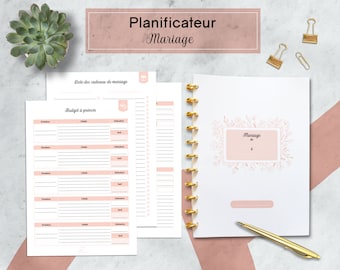 Wedding organizer PDF to print, 48 sheets in French to download and print in A4 and A5 formats