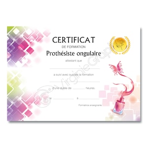 Certificat Onglerie formation Prothésiste Ongulaire PDf à imprimer, Diplôme de formation pour professionnels image 1