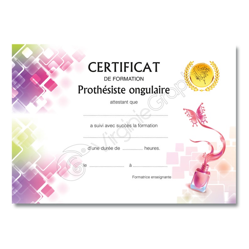 Certificat Onglerie formation Prothésiste Ongulaire PDf à imprimer, Diplôme de formation pour professionnels image 1