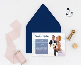 Custom wedding thank you card PDF ready to print, A6 single-sided card customizable on request