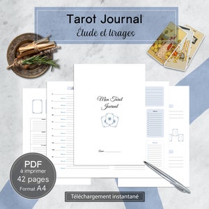 Diario de tarot PDF para imprimir 42 cartas en francés para descargar e imprimir en formatos A4 y A5