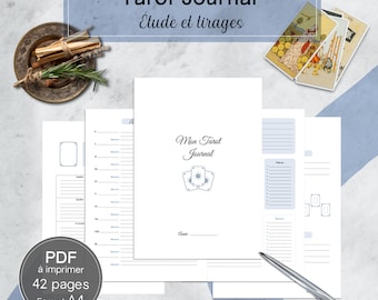 Tarot journal PDF à imprimer 42 fiches en français à télécharger et imprimable aux formats A4 et A5