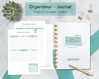 Organiseur professionnel Ventes et Réseaux sociaux PDF à imprimer, 40 fiches en français imprimables A4 et A5