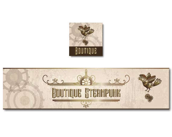 Banner Steampunk Vintage Banner Shop Banner Custom Banner Etsy