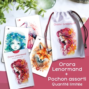 Orora Lenormand Orakel und passender Beutel, limitiertes Angebotspaket, Wahrsagekartenspiel auf Französisch