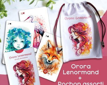 Oracle Orora Lenormand and its matching pouch, Limited offer pack, divination card game in French