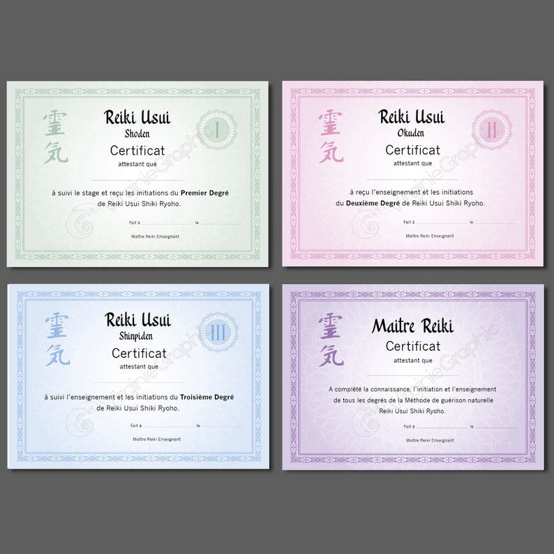 Certificat Reiki d'enseignement 2 ème degré PDf à imprimer, Diplôme de formation de stage Reiki Usui niveau 2 Okuden image 4