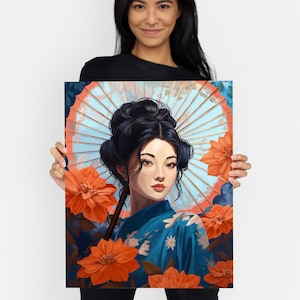 Affiche art japonais pour décoration salon et chambre, femme japonaise au format 40x50cm, Décoration murale style japon image 5