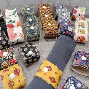 ronds de serviette en coton enduit et tissu coton/lin à l'unité ou en lot de 4