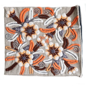 Embroidered pillow case 16 x 16 inch, Peruvian wool pillow cover