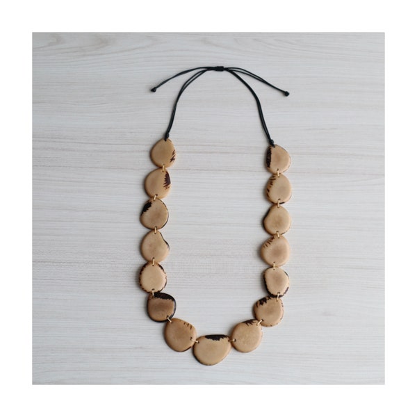 Tagua necklace organic tagua jewelry natural colors