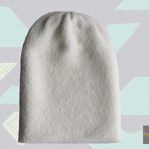 Beanie alpaca blend, color creme white, double knitted hat felted, extra warm, unisex beanie, also to wear as a short scarf