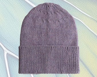 Classic Fisherman beanie made from 100% baby alpaca, Color: lilac, unisex
