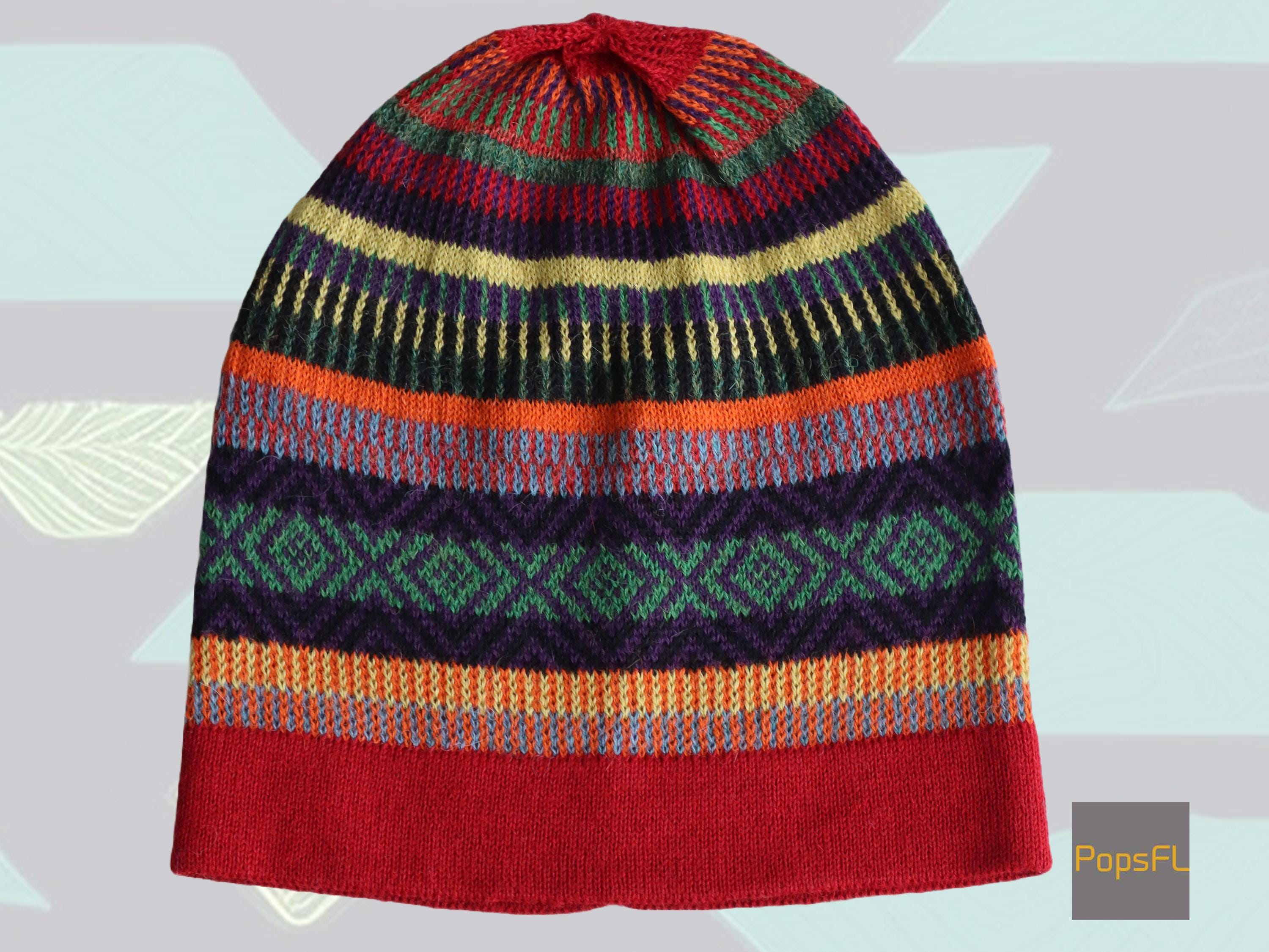Baby Alpaca Beanie, Multi Color Pattern Jacquard Knitted  display picture 3