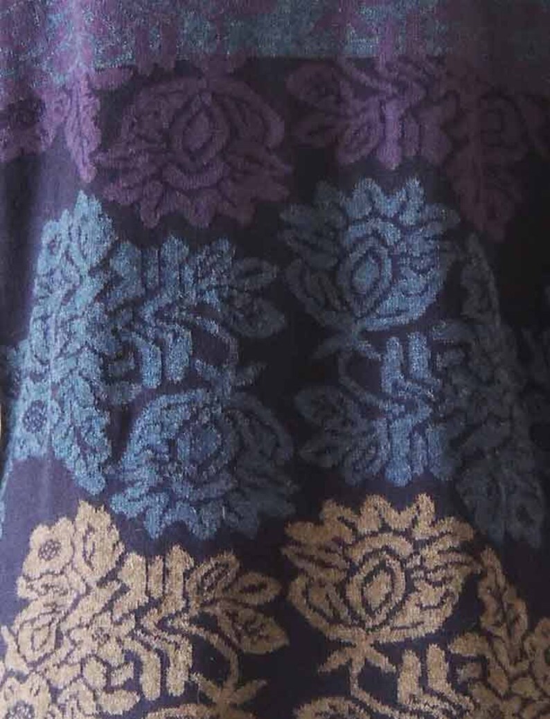 baby alpaca blue Cardigan Georgina with flower pattern