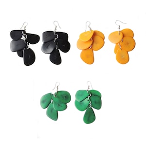 Tagua Earrings 3 PACK,  eco friendly jewelry, Tagua, drop earrings 5 beads