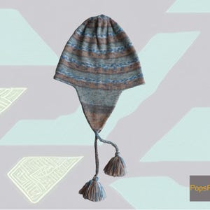 Peruvian hat, chullo with ear flaps and tassels, handmade alpaca blend hat