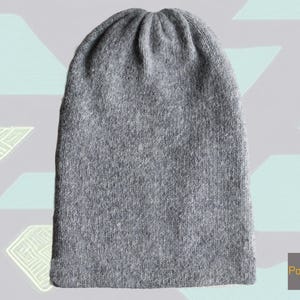 Beanie alpaca blend, color light gray, double knitted hat felted, extra warm, unisex beanie, also to wear as a short scarf