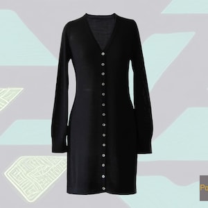 Women&#39;s Baby Alpaca Cardigan | Lightweight Black Knitted Vest with Contrast Buttons, Perfect for Spring, Summer, and Autumn, Size XL