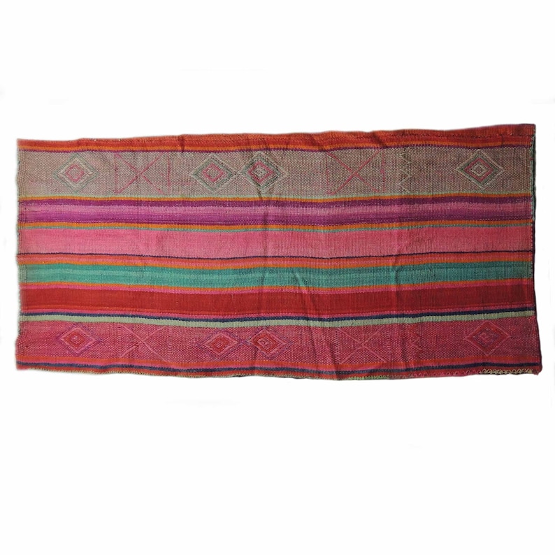 Peruvian frazada rug handwoven natural woolen blanket Frazada with colorful design