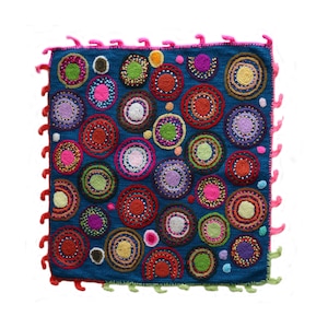 Embroidered pillow case 17 x 18 inch, Peruvian wool pillow cover