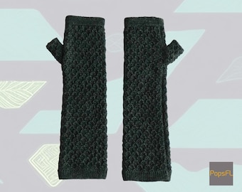 Fingerless gloves / wrist warmers with honeycomb pattern,  100% baby alpaca,