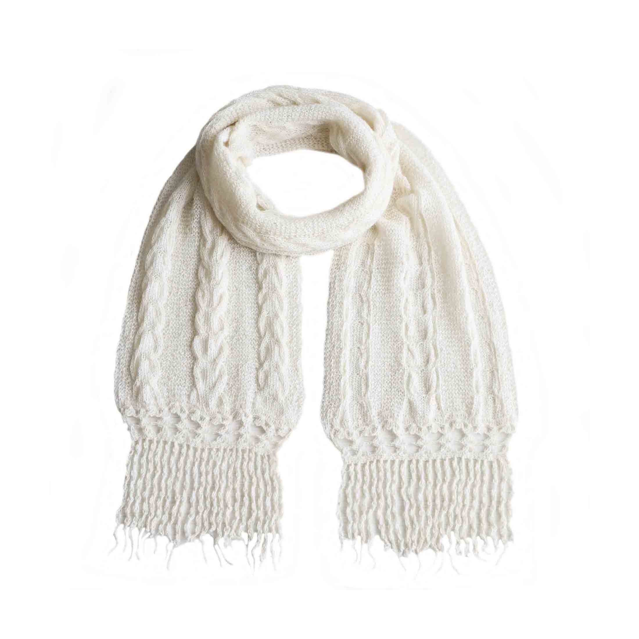 Women Scarf, Hand Knitted 100% Alpaca Scarf With Cable