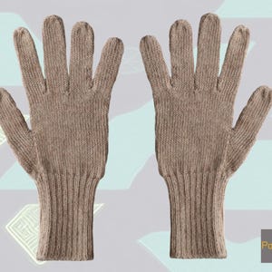Unisex Gloves,  handknitted soft alpaca fingered gloves for men and women with rib cuff, warm winter alpaca gloves, sustainable color beige.